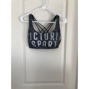 Victoria's Secret Victoria Sport Sports Bra Gray Reflective Logo Strappy Back M‎